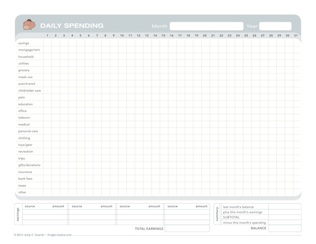 Money Chart Printable